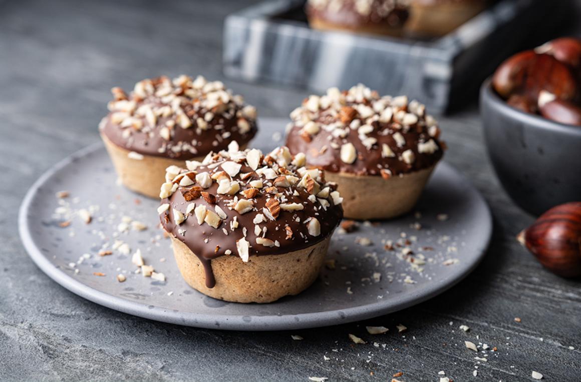 Maronimuffins mit Schoggiglasur