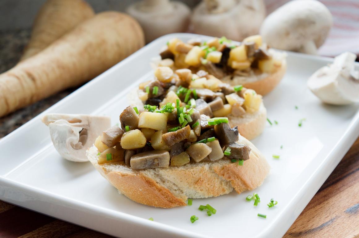 Pilz-Pastinaken-Crostini