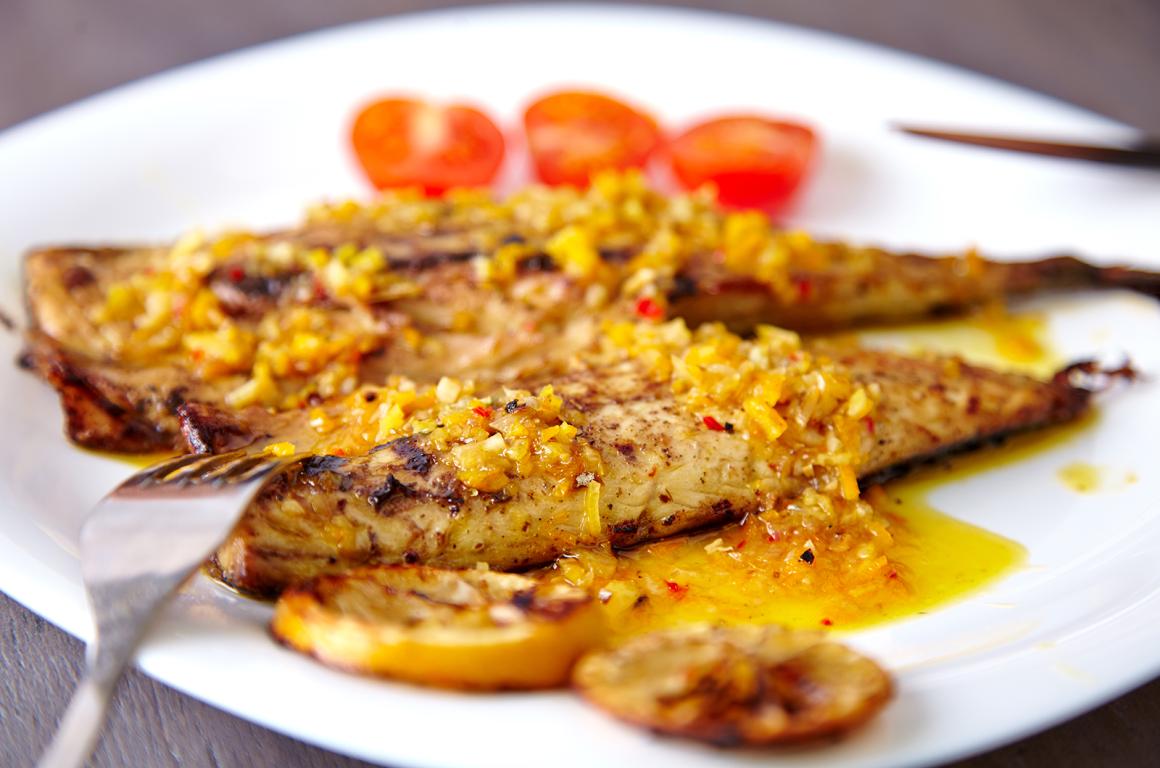 Makrele mit Orangen-Knoblauchsauce