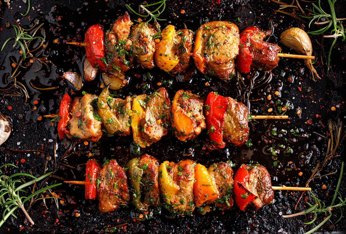 Spiessli mit Peperoni und Schweinefleisch