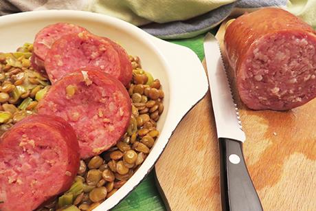 Saucissons mit Linsen
