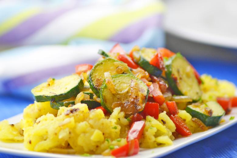 Kartoffelstock mit Bratgemüse
