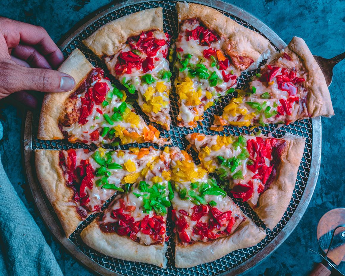 Regenbogen-Pizza