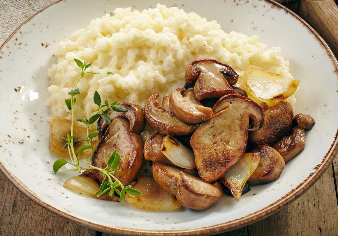 Weissweinrisotto mit gebratenen Steinpilzen