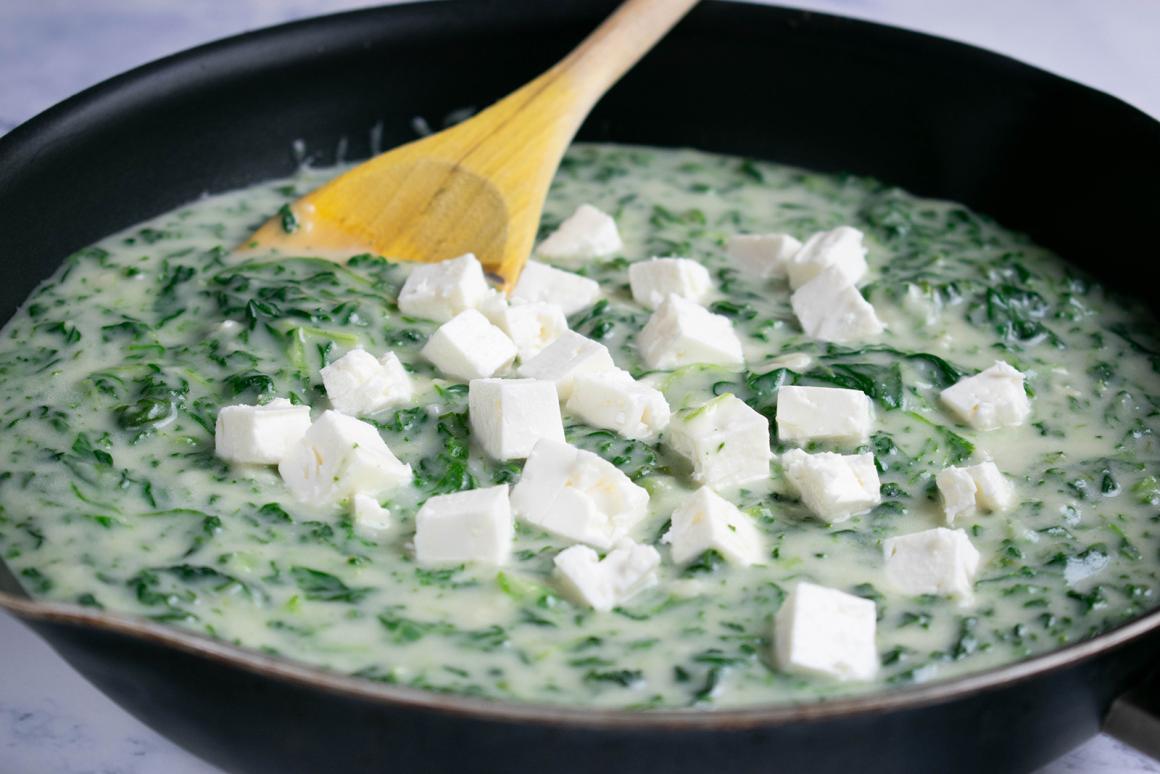Mangold mit Schafskäse