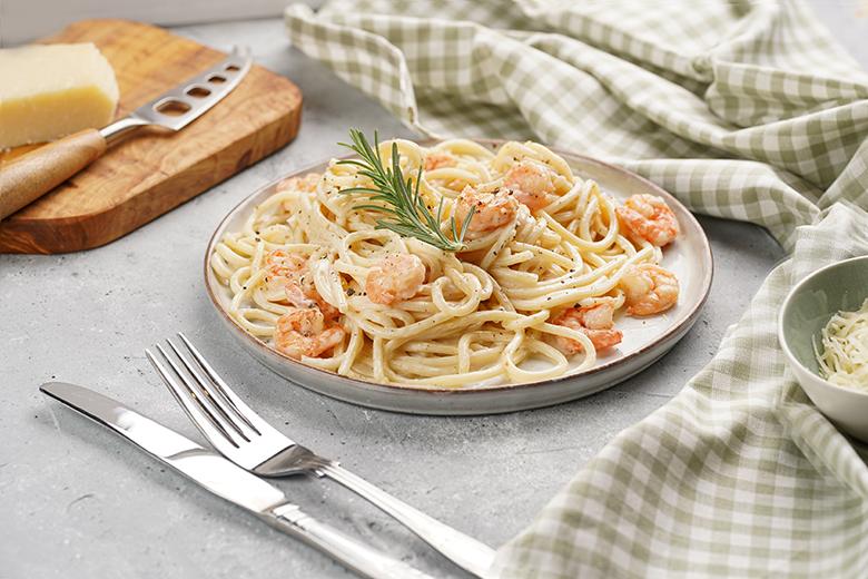 Spaghetti mit Crevetten-Rahmsauce