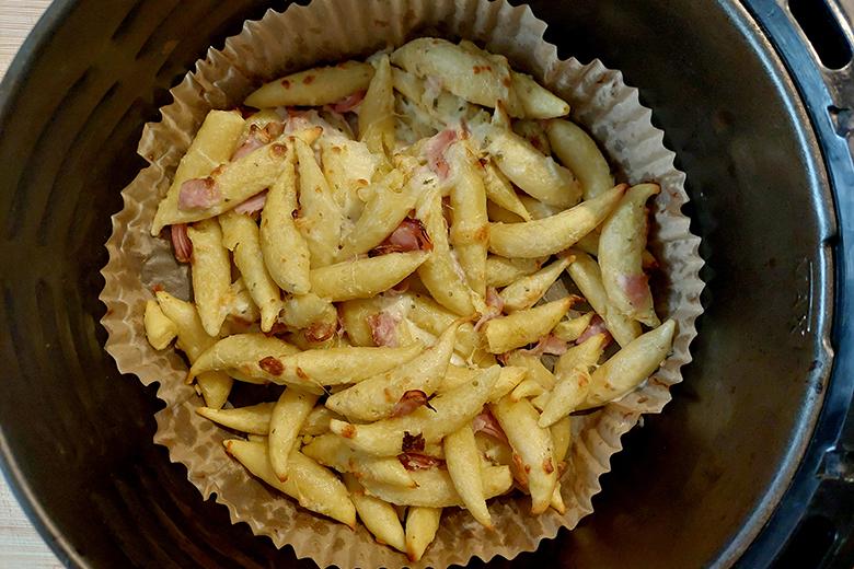 Carbonara-Schupfnudeln aus dem Airfryer