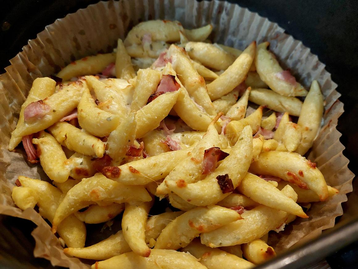 Carbonara-Schupfnudeln aus dem Airfryer