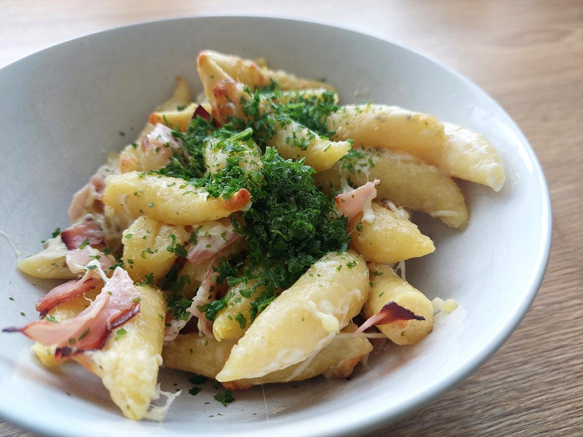 Carbonara-Schupfnudeln aus dem Airfryer