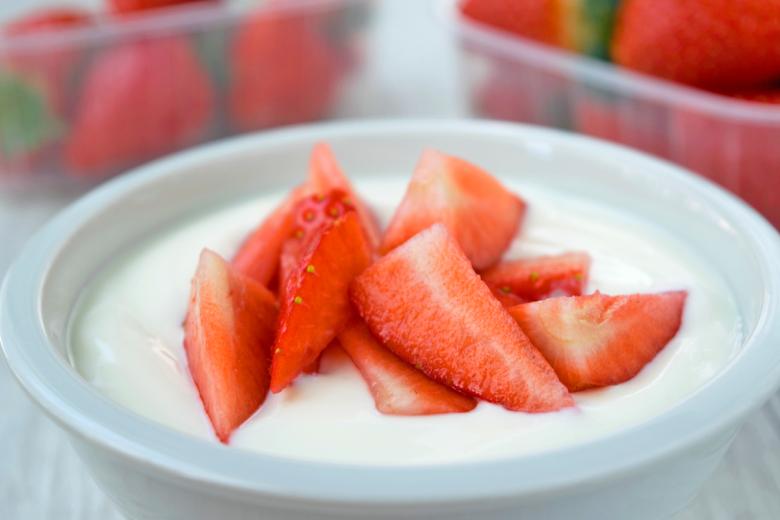 Quarkcreme mit Erdbeeren