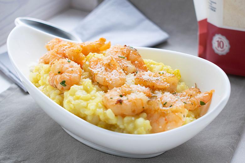 Safranrisotto mit Garnelen