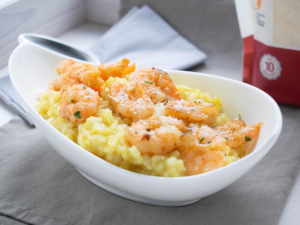 Safranrisotto mit Garnelen