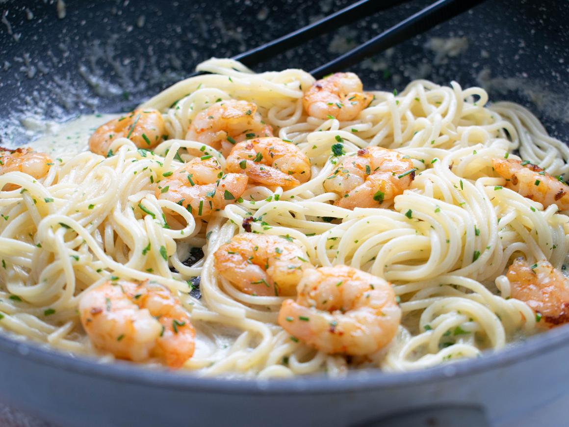 Spaghetti mit Crevetten
