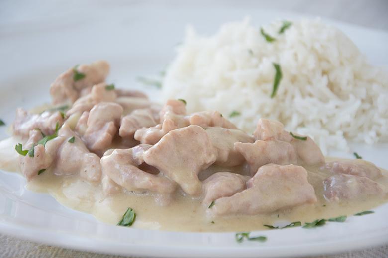 Kalbsgeschnetzeltes mit Reis