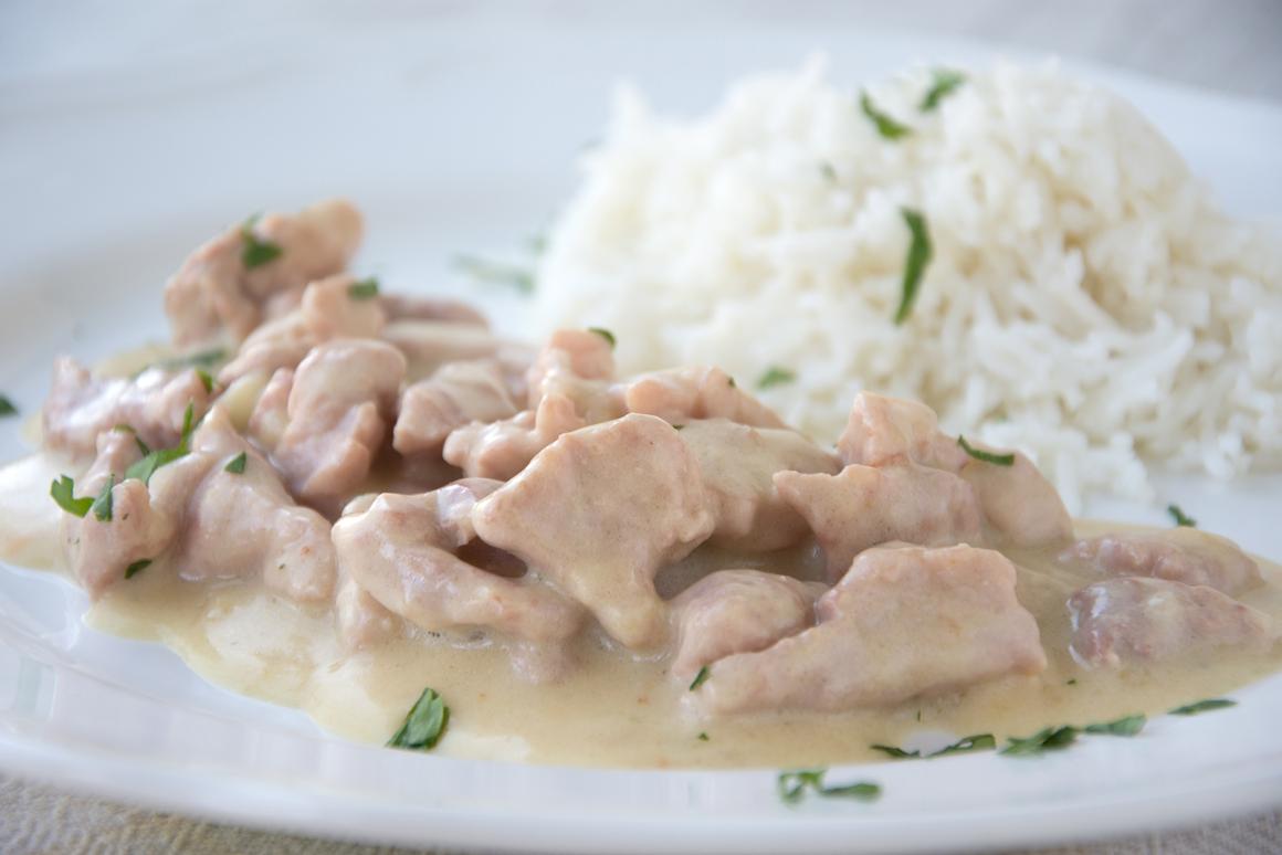 Kalbsgeschnetzeltes mit Reis