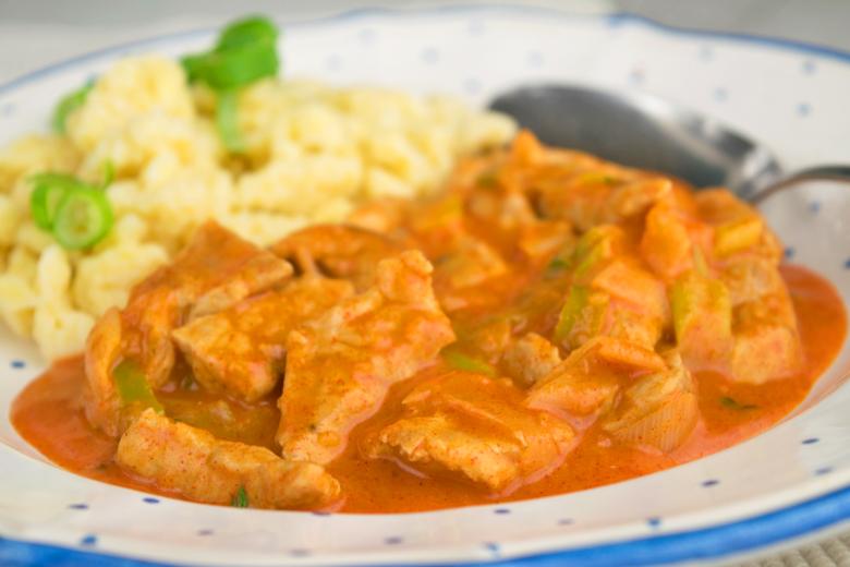 Schweinsgeschnetzeltes mit Reis