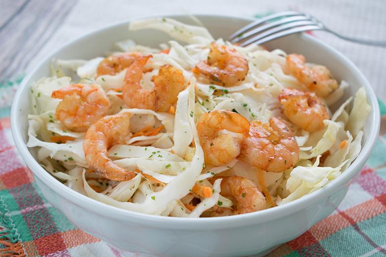 Rüebli-Kabissalat mit Crevetten