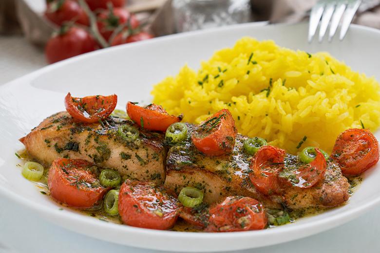 Lachsfilet mit Reis