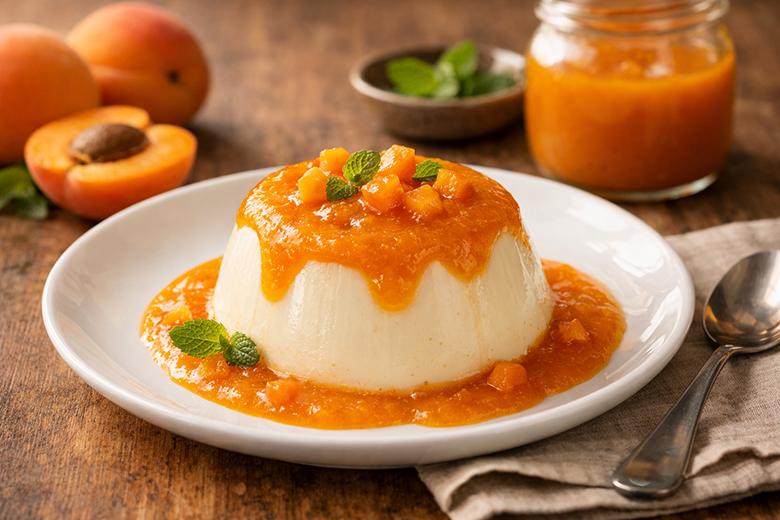 Rosmarin-Panna Cotta mit Aprikosen-Coulis