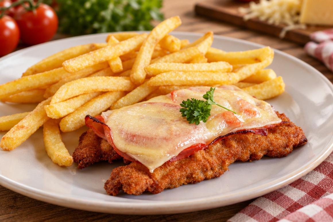 Schnitzel mit Käse überbacken