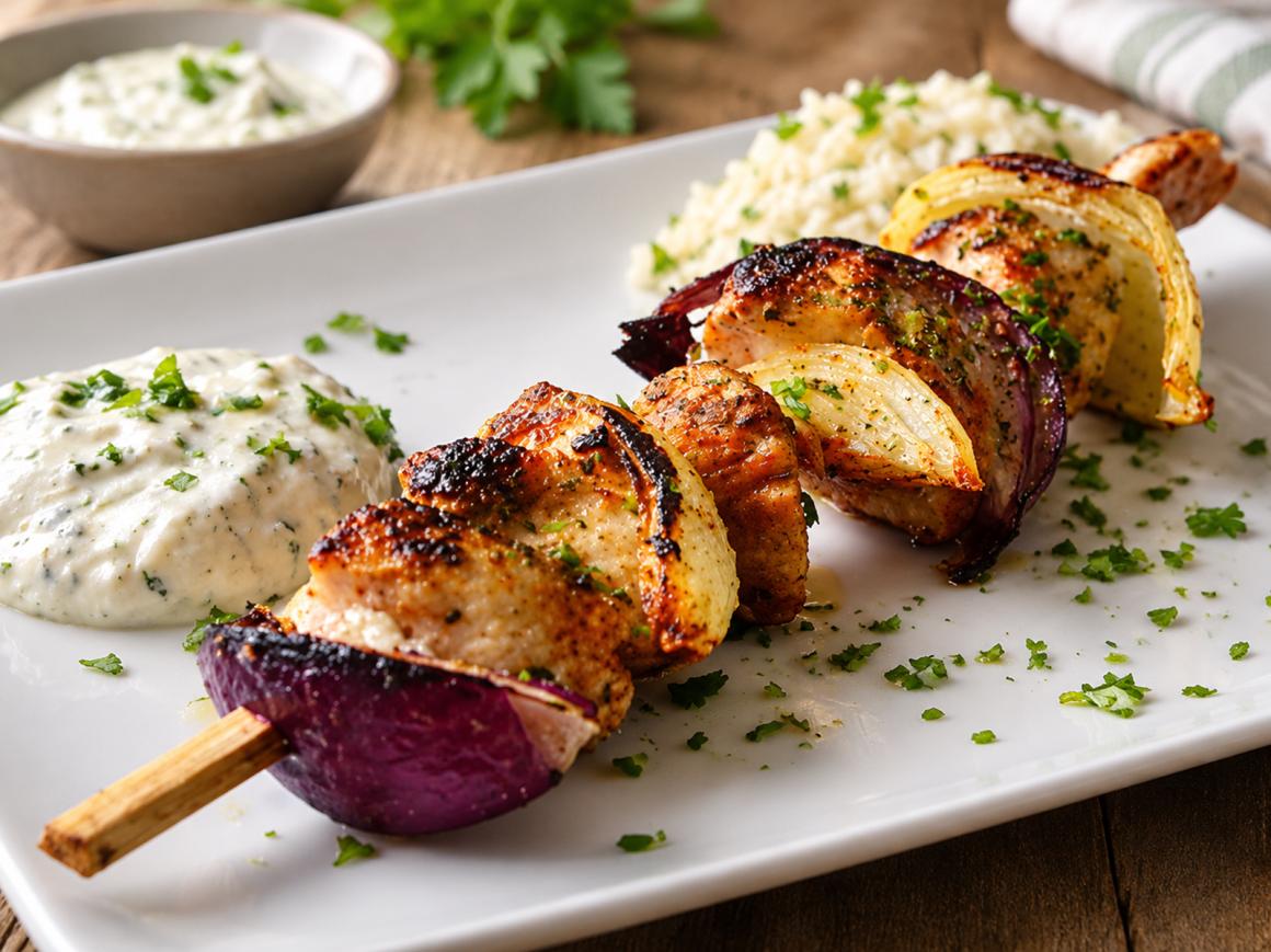 Pouletspiesse mit orientalischer Joghurtsauce