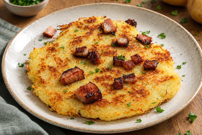Rösti mit Speckwürfeln