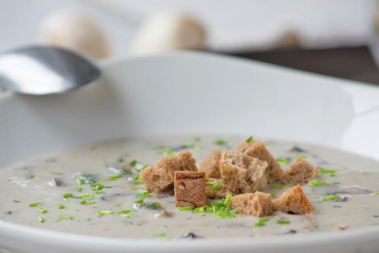Champignoncremesuppe mit Lauch