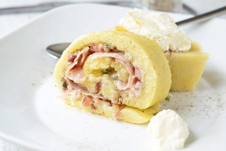 Püreeroulade mit Speck