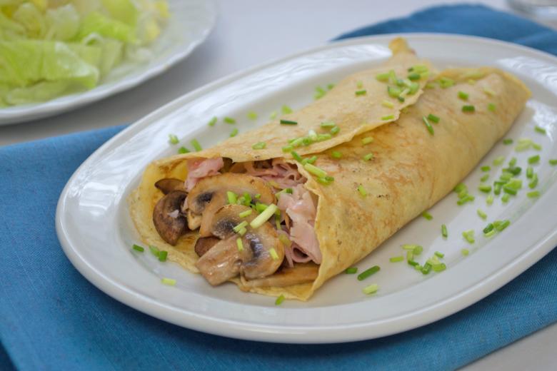 Schinken-Pilz-Pfannkuchen
