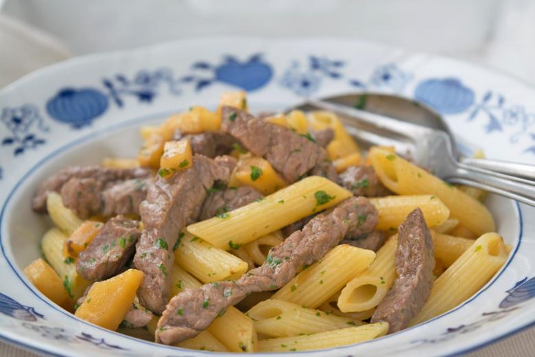 Penne-Rindfleisch-Pfanne