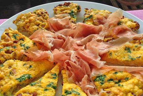 Frittata mit Eierschwämmli und Prosciutto