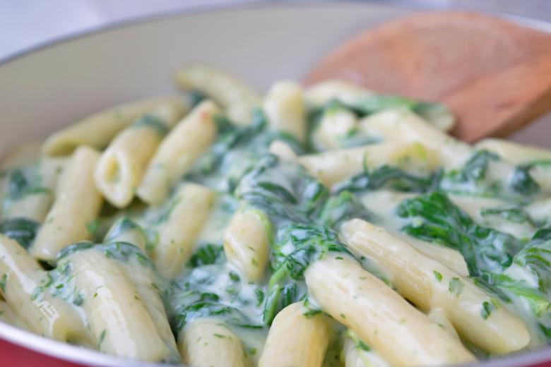Vollkorn Penne mit Spinat