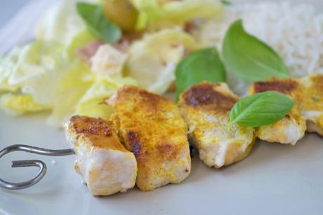 Pouletspiesschen an Currymarinade