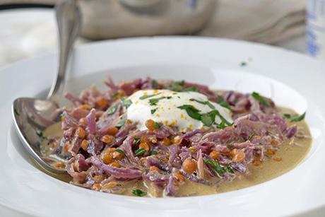 Curry-Linsen mit Rotkohl
