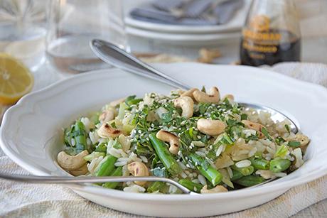 Pak Choi mit Cashews und Bohnen