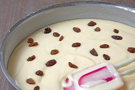 Käsekuchen mit Rosinen
