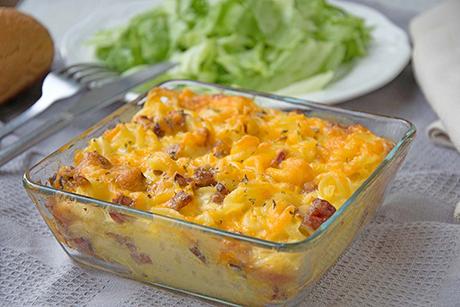 Nudel-Gratin mit Schinken