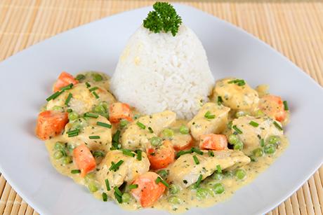 Pouletgeschnetzeltes mit Vanille-Curry-Sauce