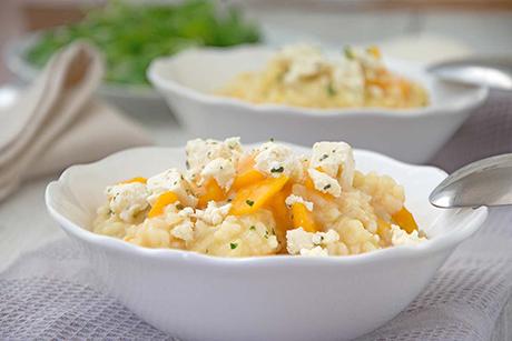 Kürbisrisotto mit Schafskäse